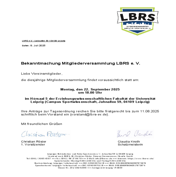 Bekanntmachung MV 2025 im September